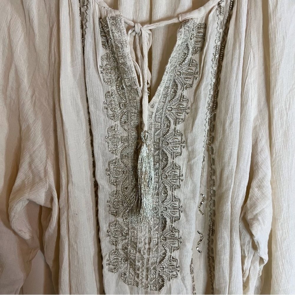 Anthropologie Solitaire Peasant Flowy Shirt Size 3X Embroidered and Sparkly - Picture 2 of 7